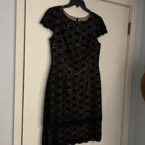 Alex Evenings Black Sequin Lace Dress